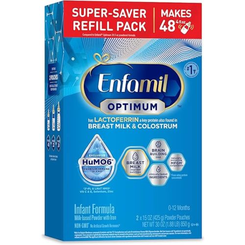 Enfamil Optimum Baby Formula, Our Closest Formula to Breast Milk, Immune-Supporting Lactoferrin also found in Breast Milk, Brain-Building DHA, 30 Oz