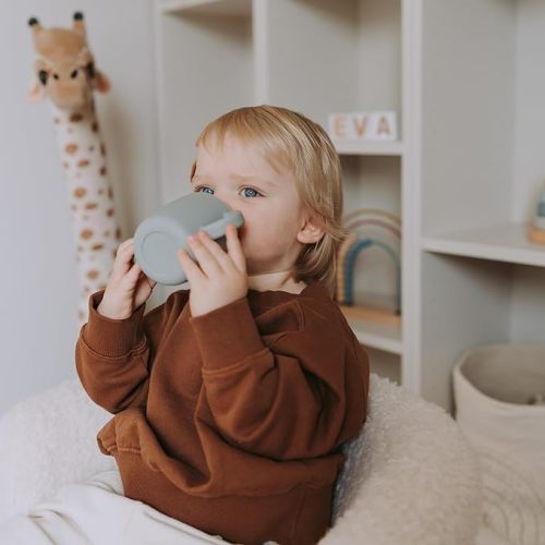 Silicone Sippy Cup and Training Cup for Baby 6 months+ Soft Spout and Handles Unbreakable Easy Grip for Babies 6-12 months and Toddlers 1-3 years 5oz/150ml (Sandy Shore And Caramel)