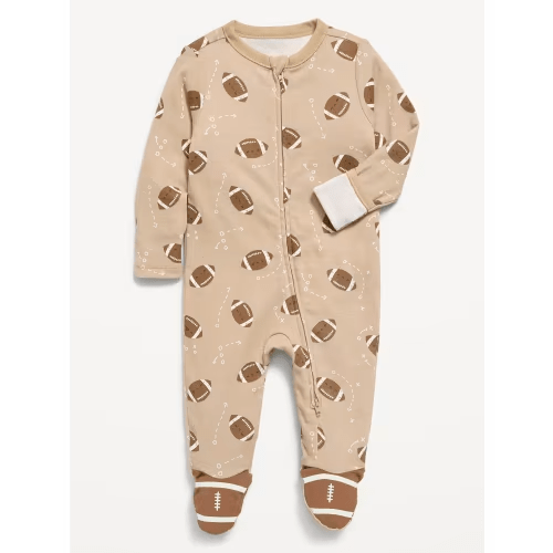 2-Way-Zip Sleep & Play Footed One-Piece for Baby in Football
