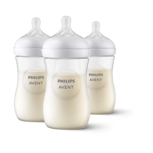 Philips Avent Natural Baby Bottle with Natural Response Nipple, Clear, 9oz, 3pk, SCY903/93