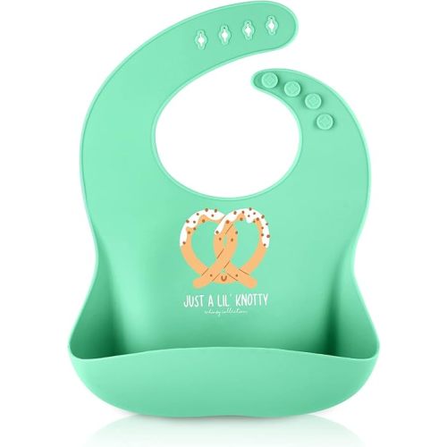 1-Pack Silicone Bib for Babies - Waterproof Bibs, Silicone Bibs with Food Catcher, Silicone Baby Bibs for Boy, Baby Girl Bibs, Baby Boy Bibs, Food-Grade Toddler Bibs for Baby Feeding (Pretzel)