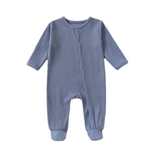 fatyb Newborn Baby Footie Romper Button Cotton Jumpsuits for Sleep Infant Long Sleeve Footed Clothes