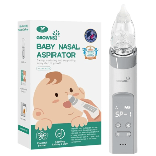 GROWNSY Nasal Aspirator for Baby, Electric Baby Nose Sucker with Larger Suction Chamber and More Powerful Suction, Automatic Nose Cleaner with Music and Light Soothing Function