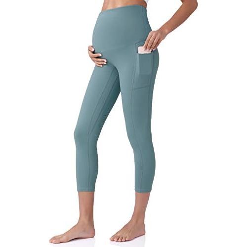 POSHDIVAH Women's Maternity Capri Leggings Over The Belly Pregnancy Workout Active Stretchy Pants with Pockets