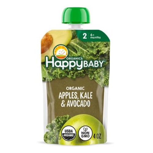 Happy Baby Organic Apples, Kale & Avocados Baby Food Pouch - 4oz: Kosher Certified, Stage 2, Age 6+ Months, Pureed