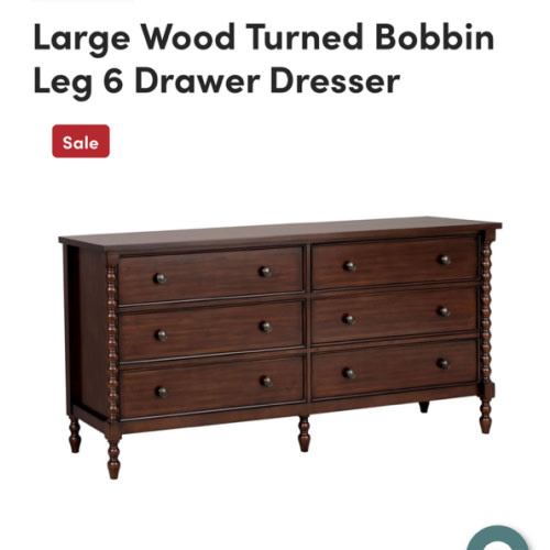 Large Wood Turned Bobbin Leg 6 Drawer Dresser - World Market