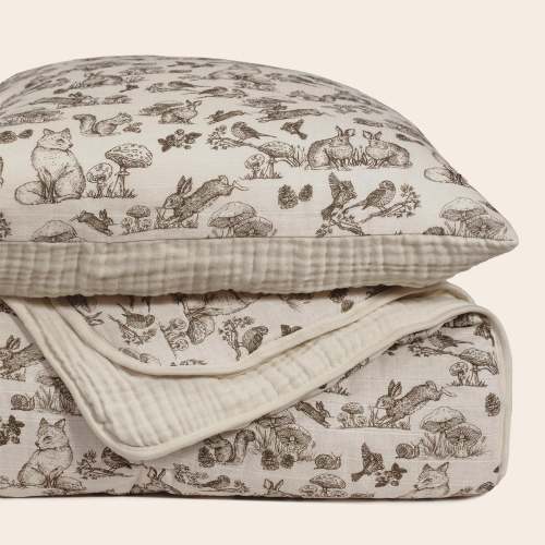 Oilo Woodland Nursery Premium Muslin Crib Quilt & Sham Set - Best Place To Buy Baby Cribs | Shop Baby Furniture