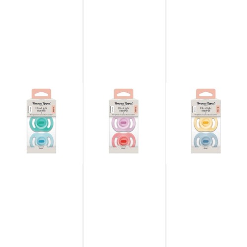 Tommee Tippee Ultra Light Soother, 0-6 Months, 2 Pack Dummies, Assorted Colours - Assorted*