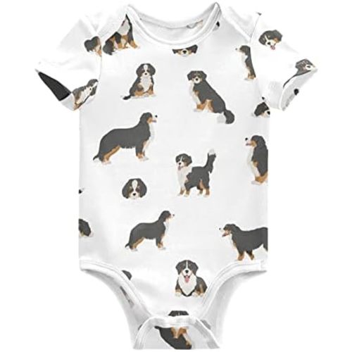 vvfelixl Baby Girls' Bodysuits Black Pug White Short Sleeve Cotton Baby Clothes For Girls 0-24 Months