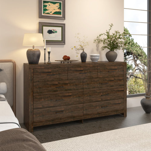 Gracie Oaks 9-Drawer Dresser With Rustic Style & Reviews | Wayfair