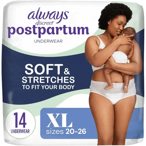 Always Discreet Postpartum and Adult Incontinence Underwear for Women, Extra Large, Maximum Protection, 14 Count