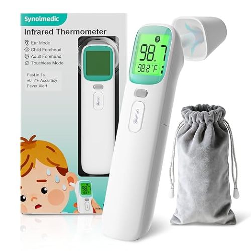 Baby Thermometer for Kids - Ear Thermometer FSA-HSA Eligible, Digital Thermometers for Adults, Accurate Infrared Forehead Termometro with Fever Alarm & Mute Mode,40 Memories (Green 1 Pack)