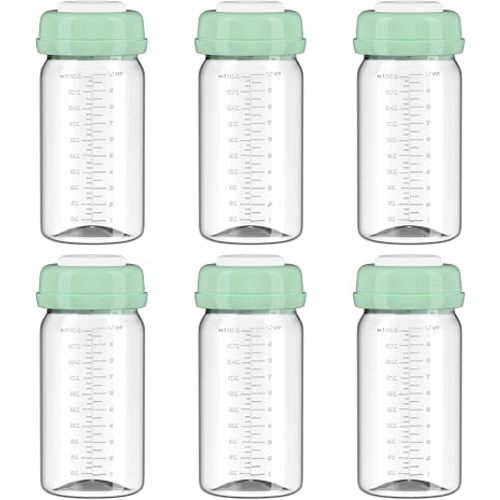 6pcs Breast Milk Storage Bottles 10oz/300ml Compatible with Spectra S1 S2 9 Plus,Motif Luna/Ameda MYA/Bellababy Pumps, Wide-Neck Bottle Container for Momcozy 22oz Portable Cooler, PP Material