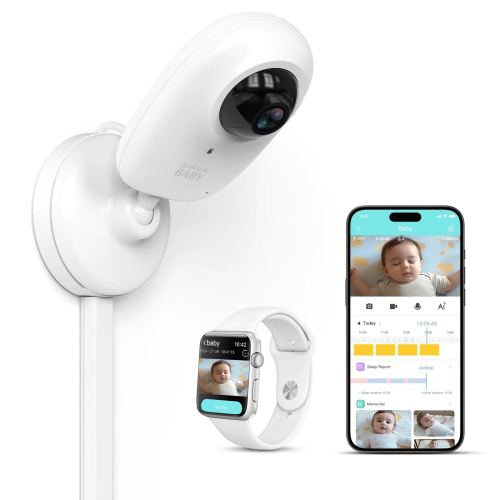 Look Look Baby Smart Baby Monitor: 1080P Camera + 3.5" LCD Display, Smartwatch Connectivity - White