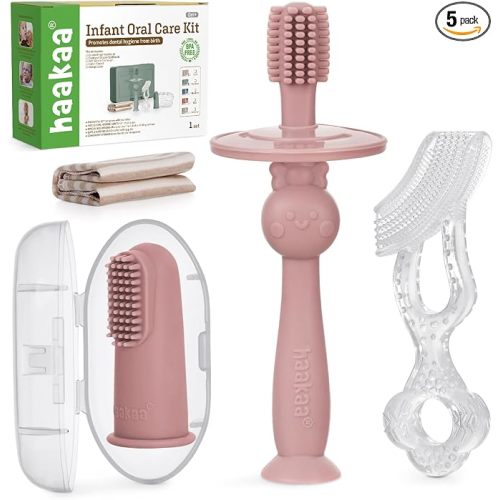 haakaa Training Toothbrush Set Oral Care Kit, Blush