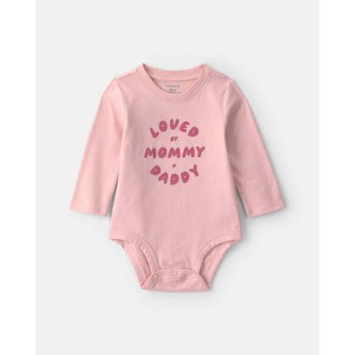 Baby Girl 'Loved By Mommy & Daddy' Long-Sleeve Graphic Bodysuit - Pink | Carter's