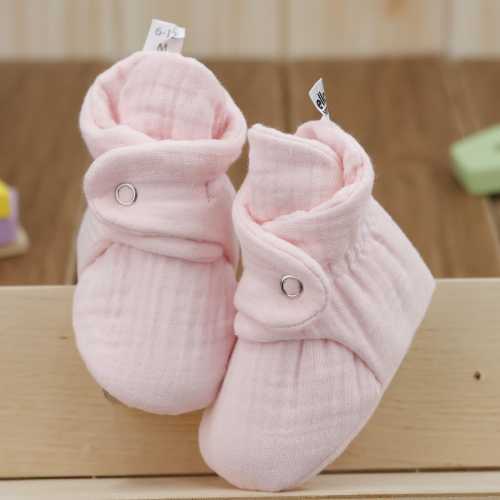 Organic Muslin Baby Booties: Adjustable Snap, Handmade in Turkey