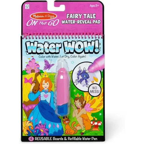 Melissa & Doug On The Go Water Wow! Mess Free Coloring Book, Reusable Water-Reveal Activity Pad, Fairy Tale, Travel Toys, Party Favors, for Toddlers & Kids Ages 3+ - FSC Certified
