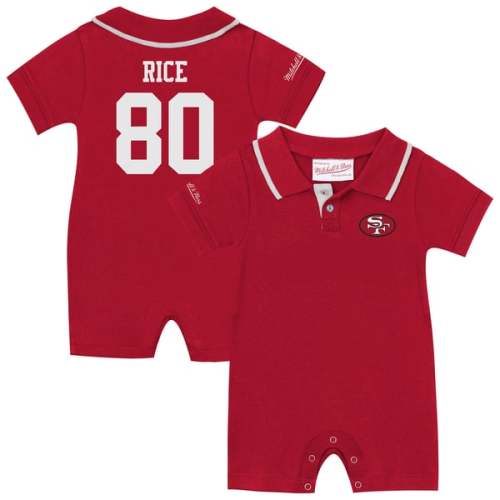 Jerry Rice San Francisco 49ers Mitchell & Ness Infant Retro Roots Player Rugby Romper - Scarlet