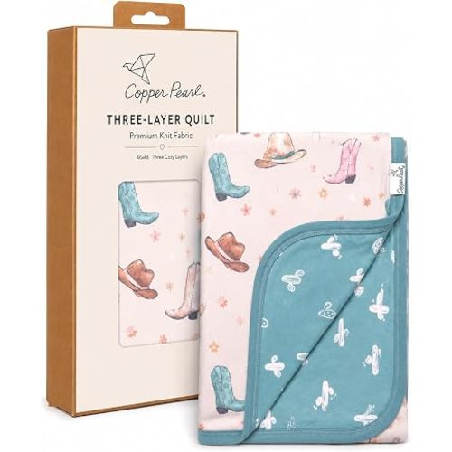 Copper Pearl Jumbo 3-Layer Baby Blanket: Soft Baby Quilts for Boys and Girls | Breathable, Cozy, Toddler Blanket | Baby Quilt for Newborns | 46x46 Premium Polyester/Rayon | Cheyenne