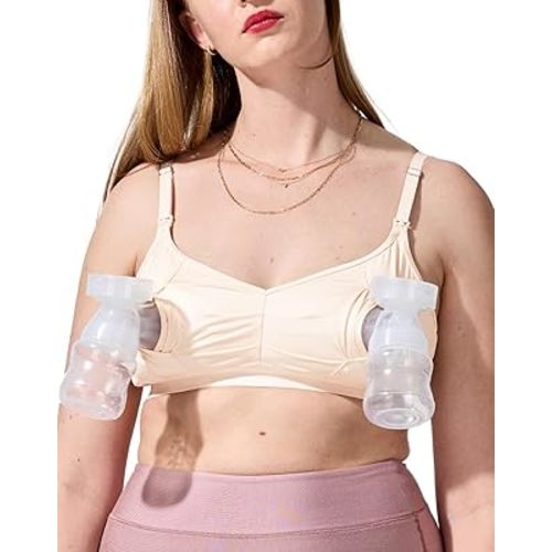 Bodily The Do Anything Nursing Bra for Breastfeeding & Hands Free Pumping, Wireless, Adjustable Maternity Bra with Soft, Breathable Fabric, Versatile (Large, Sunrise)