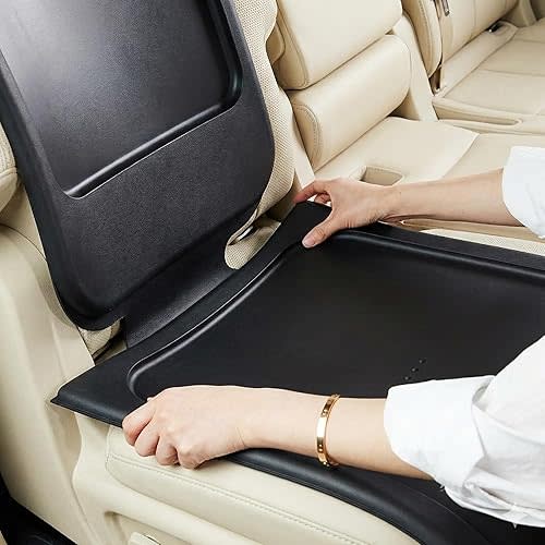 Siliguard Car Seat Protector for Leather Seats - No Indentation & Non-Slip Grip, Waterproof Seat Cover, Ultra-Thin Silicone Carseat Mat is LATCH Compatible for Baby, Child & Toddler Car Seats (Black)