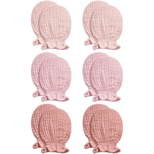 Pro Goleem Muslin Baby Mittens for Newborn, 100% Cotton No Scratch Soft Breathable Gloves for Boys and Girls 0-6 months