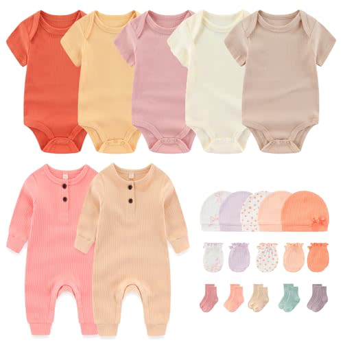 MAMIMAKA Newborn Layette Gift Set 22-Piece Baby Boy Girl Bodysuits Infant Outfits Essentials and Accessories 0-12 Months