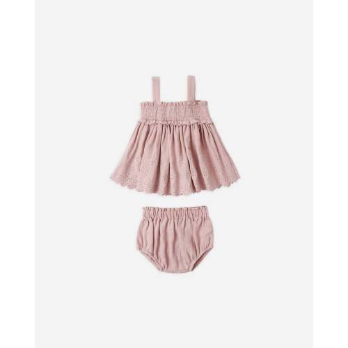 Mae Smocked Top + Bloomer Set Mauve