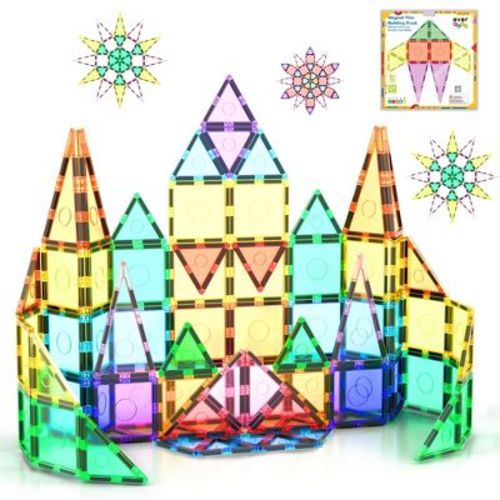 EverPlay 24PCS Magnetic Tiles for Kids – STEM Construction Building Blocks Set, Educational Creative Learning Toy for Boys & Girls