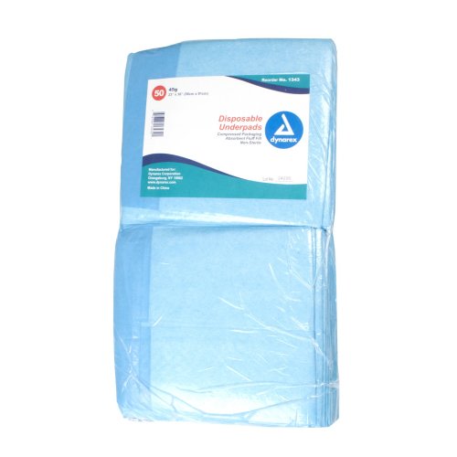 Dynarex 13433101 23 x 36 in. Blue Disposable Light-Absorbent Underpad - Pack of 50
