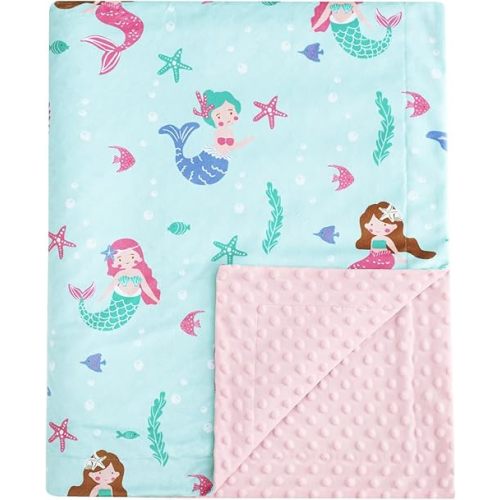 david's kids Micro Fleece Minky Baby Blanket for Girls with Double Layer and Soothing Raised Dots, Breathable and Soft Lightweight Receiving Blanket for Newborns, 30x40 Inches, Mermaid