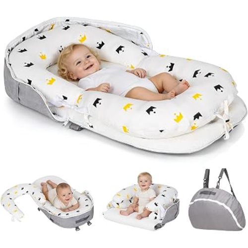 4-in-1 Baby Lounger for Newborns 0-24 Months, Portable & Foldable
