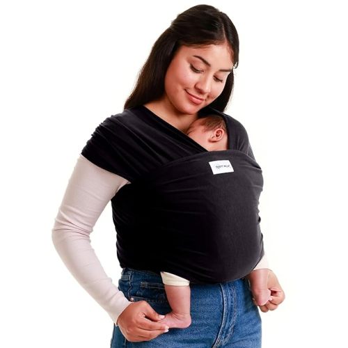 Sleepy Wrap Stretchy Ergonomic Baby Carrier Sling for Newborns to Toddlers - Hands-Free Lightweight Baby Wrap 7-35 lbs (Black)