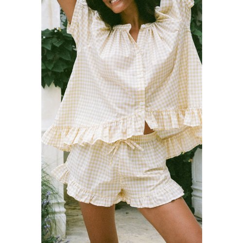 Sophie Sleep Set - Cotton - Gingham Yellow – Piyama USD
