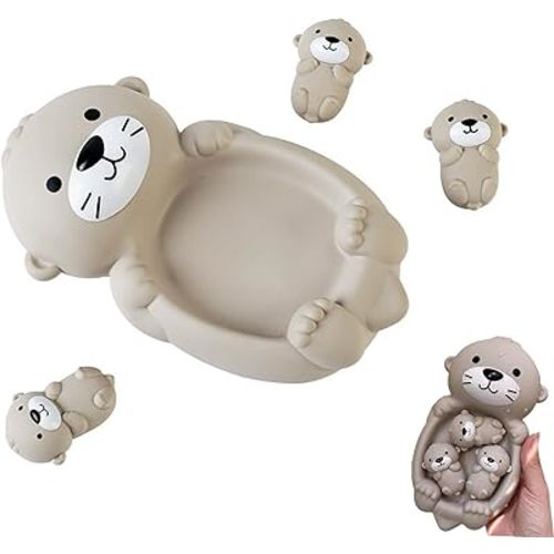 Otter Bath Set, Otter Baby Stuff, 1 Mother Otter and 3 Baby Otters, Easy to Clean Stackable for Playing While Washing, Gifts for Boys and Girls