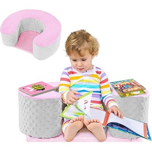MABOZOO Sit Up Pillow for Baby, Foam Baby Floor Seat Support Seat Sitting Pillow for Sit Balance, Soft Infant Sitting Support Ring for Babies, Infants and Toddlers (Pink)