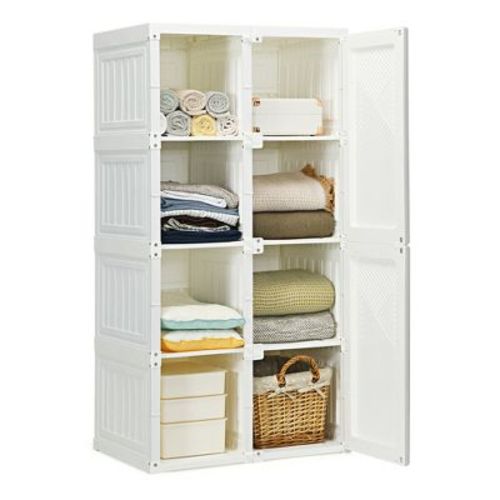 Costway Portable Closet Clothes Foldable Armoire Wardrobe Closet w/ 8 Cubby Storage