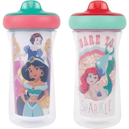 The First Years Disney Princess Kids Insulated Sippy Cups - Dishwasher Safe Spill Proof Toddler Cups - Ages 12 Months and Up - 9 Ounces - 2 Count