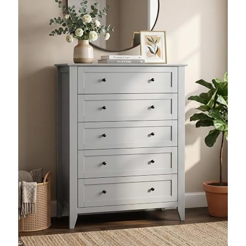 Garvee Grey 5-Drawer Dresser for Bedroom, 42.7" H Storage Drawers Organizer