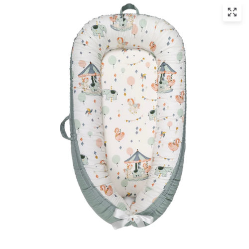 Premium Cotton Baby Lounger Nest - Carousel Print