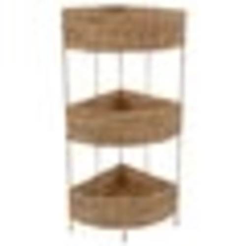 Three-Tier Braided Water Hyacinth Corner Shelf