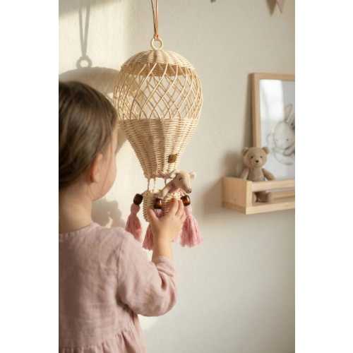 Rattan Hot Air Balloon Nursery Decor, Boho Baby Room Wall Hanging