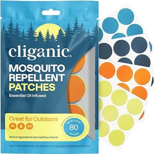 Cliganic Mosquito Repellent Stickers (80 Pack) - Patches for Kids & Adults, Natural DEET-Free, Citronella Essential Oil Infused