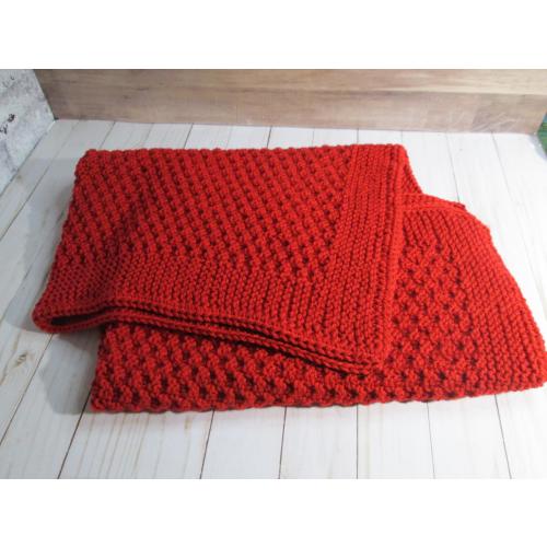Baby Blanket in "Really Red", Acrylic Yarn, Lap Throw 34 by 32 inches