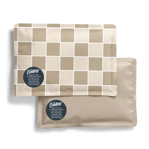 Cool Coolers Reusable Flexible Soft Ice Packs for Lunch Box & Cooler Bag, Taupe Checkerboard, 2pk.