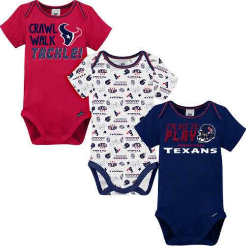 3-Pack Baby Boys Texans Short Sleeve Bodysuits, 3-6 Months