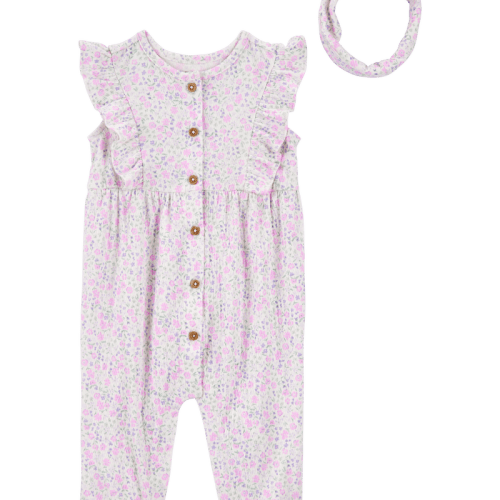 Purple Baby 2-Piece Floral Jumpsuit & Headwrap | Carter’s Oshkosh Canada