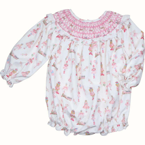 Nutcracker Ballet Smocked Corduroy Bubble