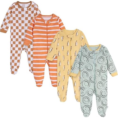 Onesies Brand baby-boys 4-pack Sleep 'N Play Footies
